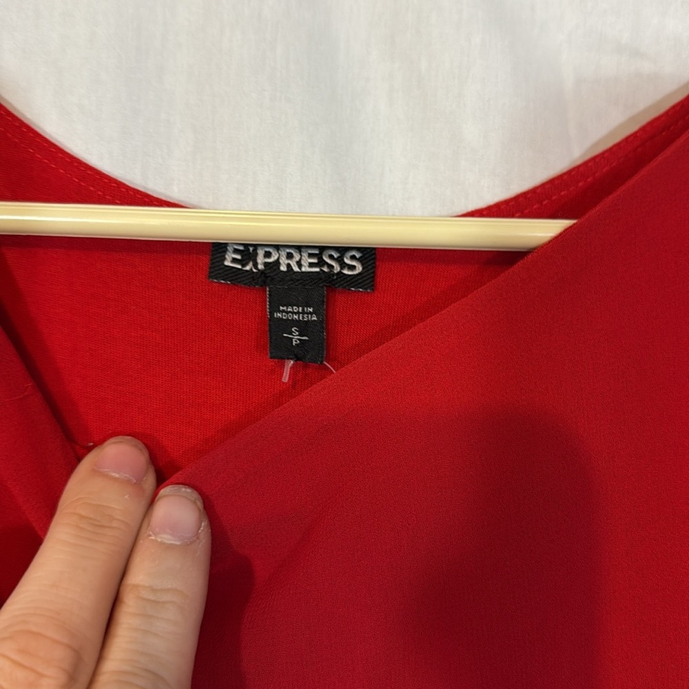 Express Red Sheer Layered Top - Picture 3 of 6